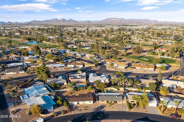 drone / aerial view with a mountain view and a residential view