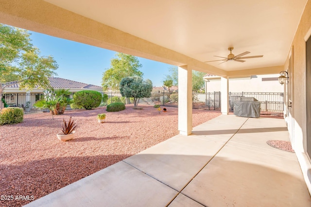 view of patio with ceiling fan