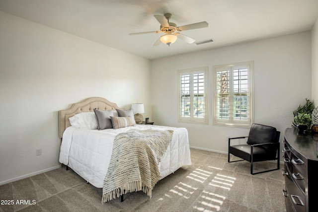 bedroom featuring carpet floors and ceiling fan