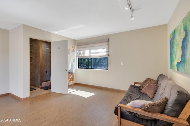 living area with light colored carpet