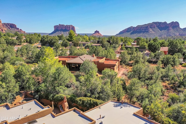 bird's eye view featuring a mountain view