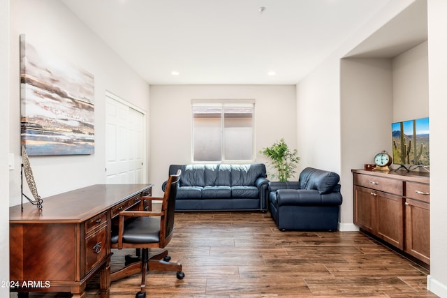 office area featuring dark hardwood / wood-style flooring