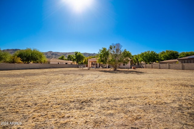 view of yard featuring a mountain view