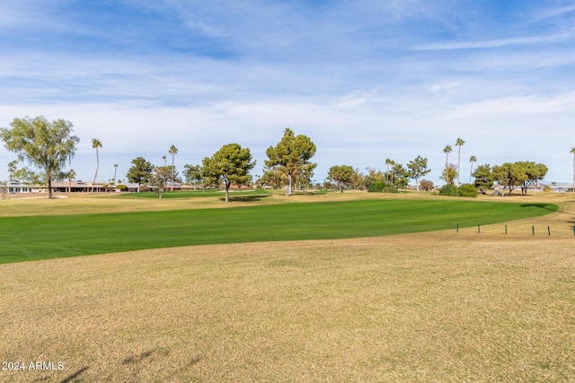 view of property's community with a lawn