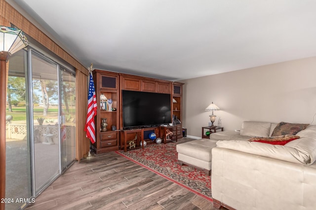 living room with hardwood / wood-style floors