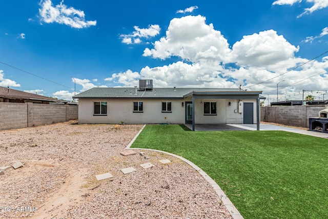 738 S Pomeroy, Mesa, AZ 85210 - rear view of house with a patio area, central air condition unit, and stucco siding