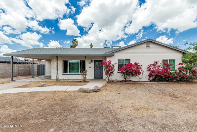 738 S Pomeroy, Mesa, AZ 85210 - ranch-style house with an attached carport, concrete driveway, and a shingled roof