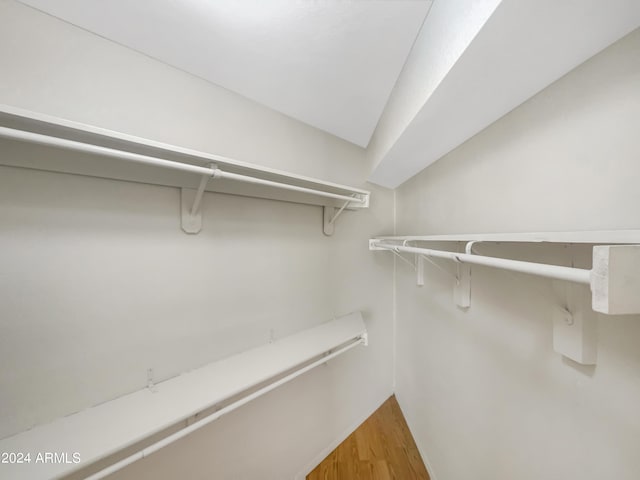 walk in closet with hardwood / wood-style flooring