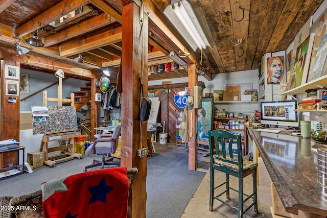 1551 Mormon Lake Rd, Mormon Lake, AZ 86038 - below grade area featuring wood ceiling