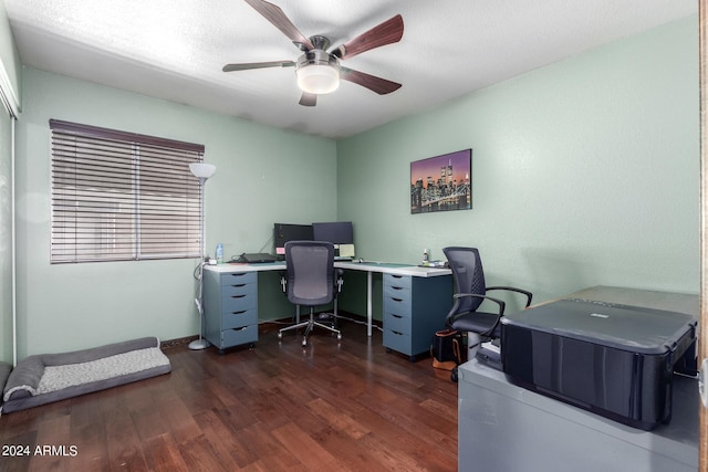 1147 N Marvin St, Gilbert, AZ 85233 - home office featuring dark wood-type flooring and ceiling fan