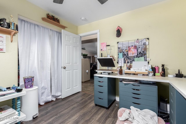 1147 N Marvin St, Gilbert, AZ 85233 - home office with dark wood-type flooring and a ceiling fan