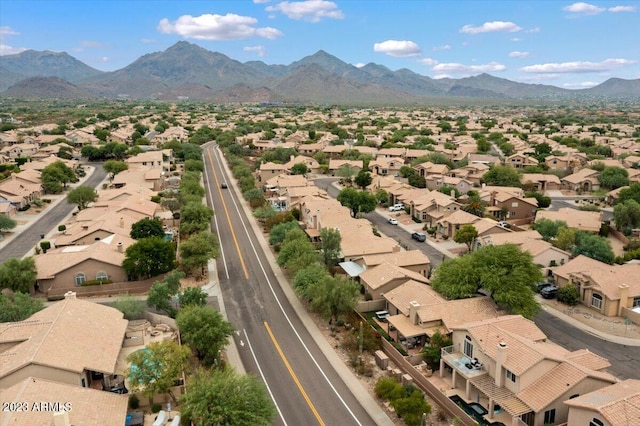 drone / aerial view with a mountain view