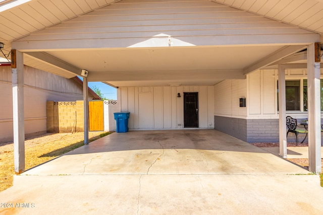 interior space with a carport