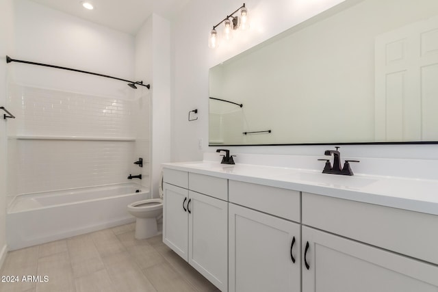 full bathroom featuring vanity, shower / bathtub combination, and toilet