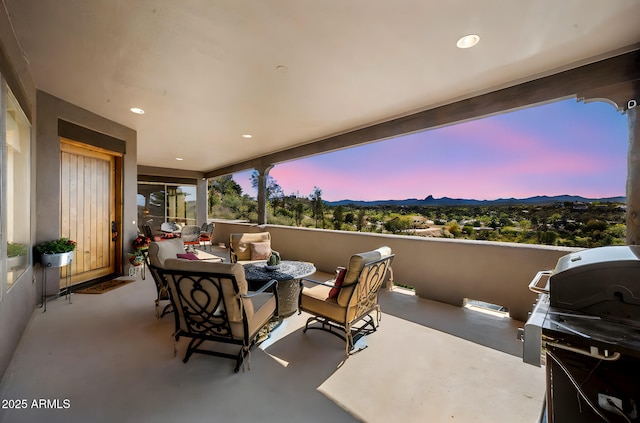 2259 Whitetail Ln, Prescott, AZ 86301 - view of patio / terrace with an outdoor hangout area, a mountain view, and a grill