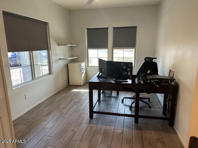 office area featuring light hardwood / wood-style floors