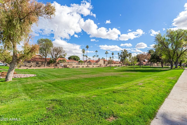 view of home's community with a lawn