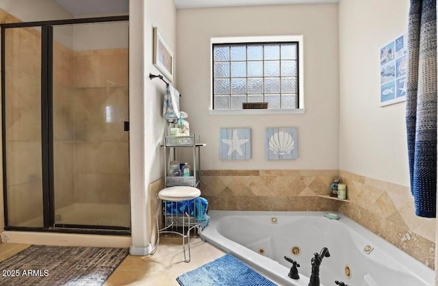 106 N Lariat Way, Payson, AZ 85541 - full bath with tile patterned flooring, a shower stall, and a tub with jets