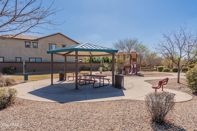 view of community featuring playground community