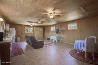 living room featuring ceiling fan