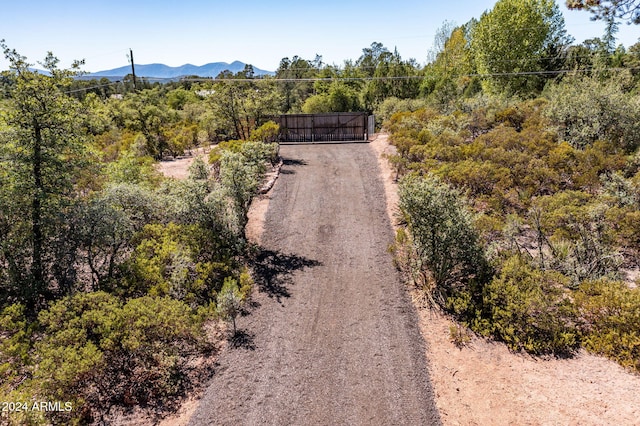 view of road with a mountain view