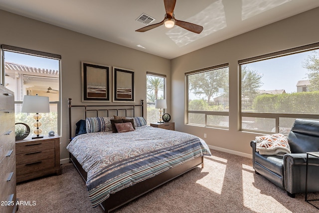 35756 N Clementine Trl, San Tan Valley, AZ 85140 - bedroom with carpet, visible vents, baseboards, and ceiling fan