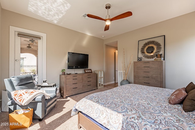 35756 N Clementine Trl, San Tan Valley, AZ 85140 - bedroom featuring visible vents, carpet flooring, and a ceiling fan