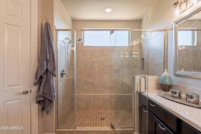 35756 N Clementine Trl, San Tan Valley, AZ 85140 - bathroom featuring vanity and a stall shower