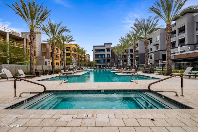 view of pool featuring a patio area