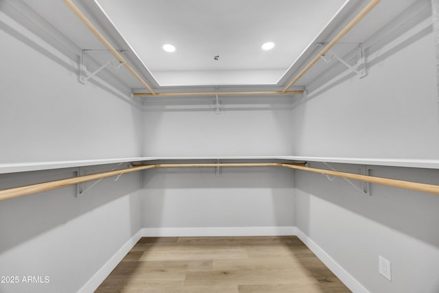 spacious closet with light hardwood / wood-style floors