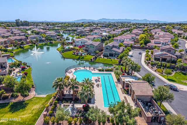 4077 S Sabrina Dr Unit 14, Chandler, AZ 85248 - drone / aerial view with a residential view and a water and mountain view