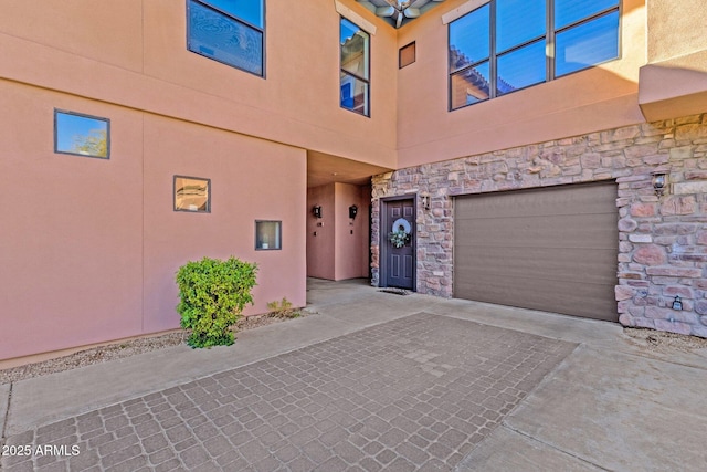 entrance to property with a garage