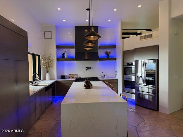 living room featuring ceiling fan, beam ceiling, and tile patterned floors