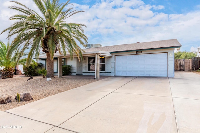 single story home with a garage