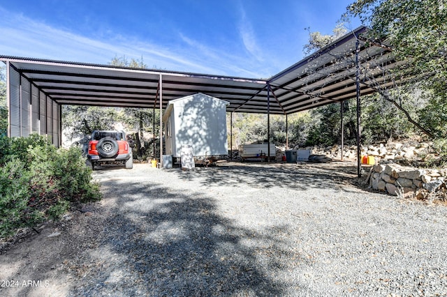 view of parking with a carport