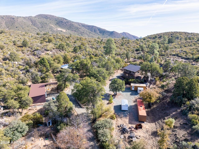 birds eye view of property featuring a mountain view