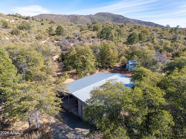 birds eye view of property featuring a mountain view