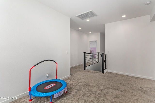 recreation room with carpet floors