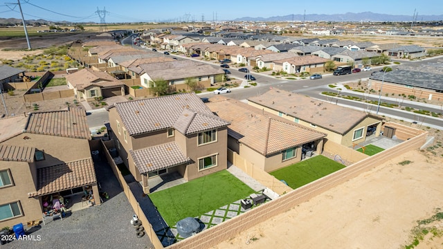 bird's eye view with a mountain view