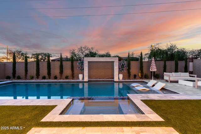 1248 E Jude Ln, Gilbert, AZ 85298 - view of pool with an outdoor living space, a patio, and a pool with connected hot tub