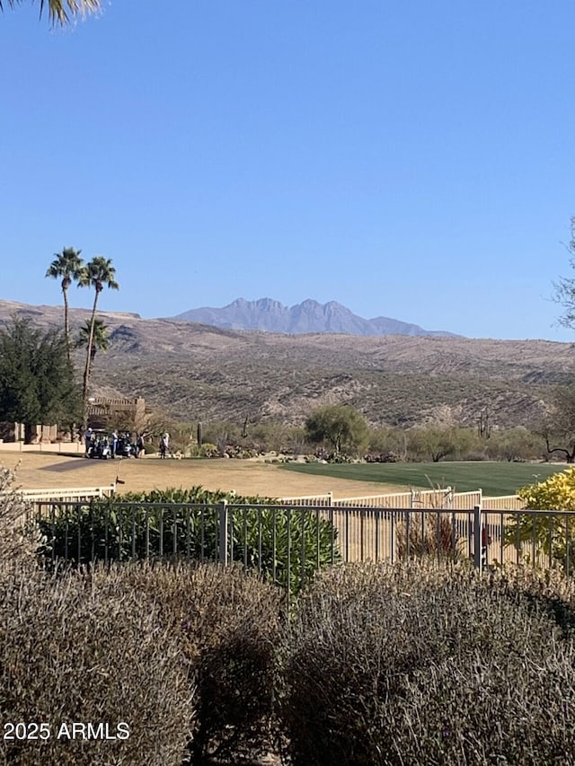 view of mountain feature with a rural view