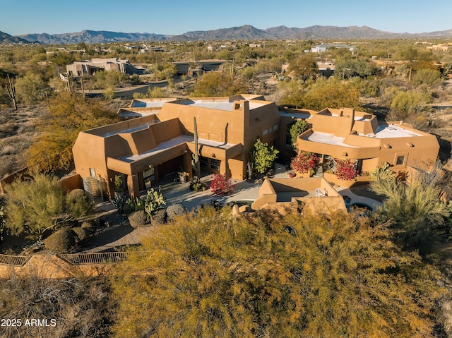 aerial view with a mountain view