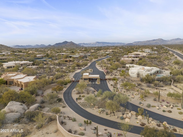 drone / aerial view with a mountain view