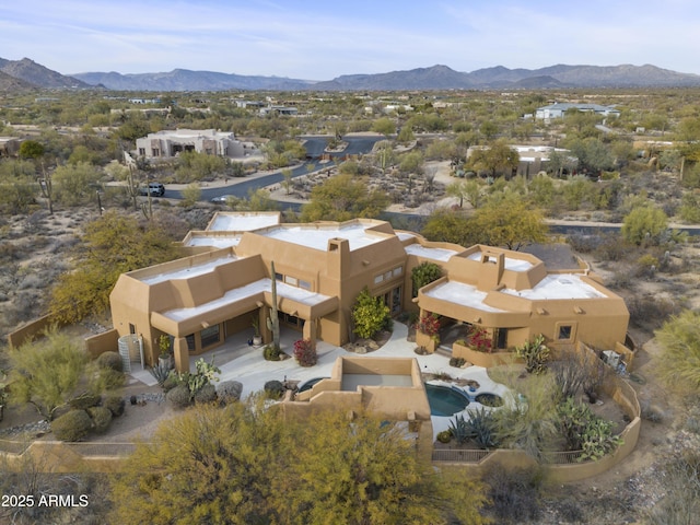 aerial view with a mountain view