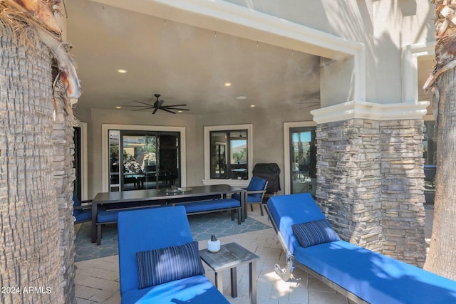 view of patio / terrace featuring an outdoor hangout area and ceiling fan