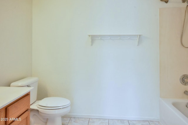 full bathroom with tile patterned flooring, vanity, toilet, and shower / bathtub combination