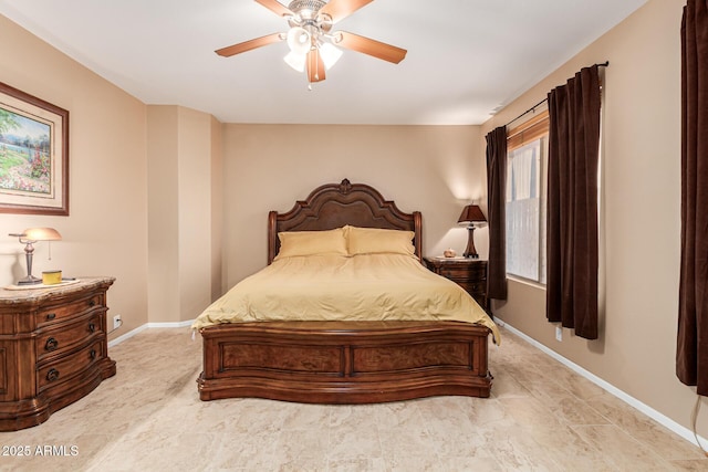 bedroom featuring ceiling fan