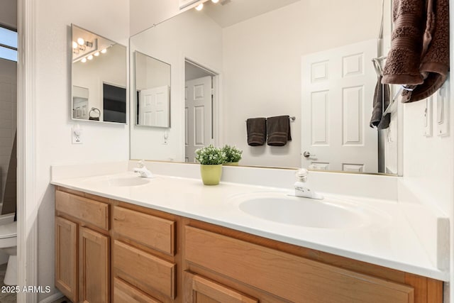 bathroom with toilet and vanity