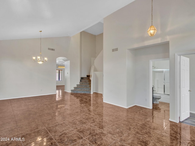 interior space featuring high vaulted ceiling