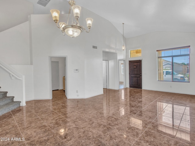 interior space featuring high vaulted ceiling